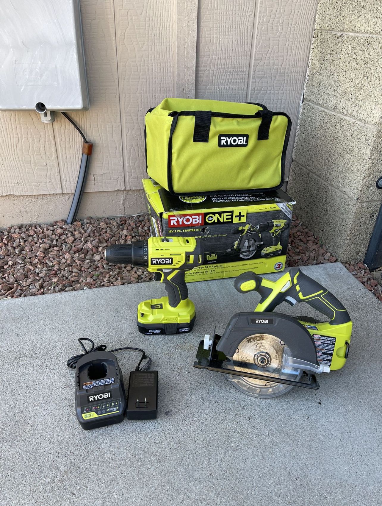 Ryobi 18v Drill And Saw With Battery And Charger 