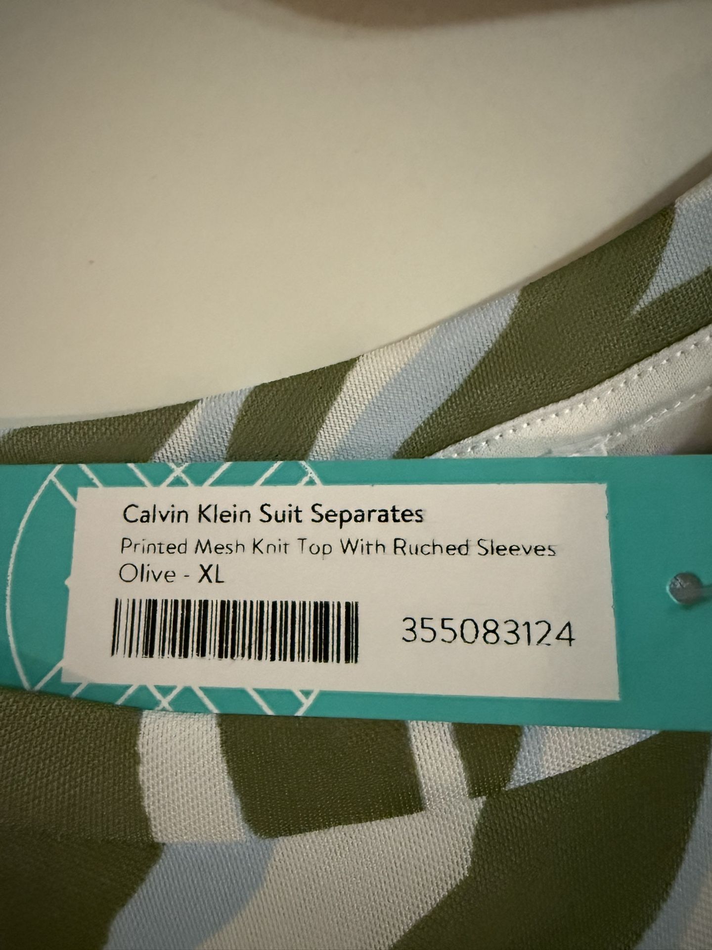 CALVIN KLEIN OLIVE AND BLUE SUIT SEPARATE TOP