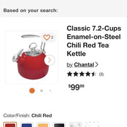 Chantal Enamel On Steel Classic Teakettle (Chili Red)
