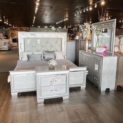 King Bed, Dresser, Mirror And Nightstand 