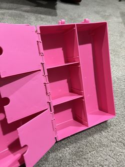 Barbie clothes storage carry case, wardrobe and doll