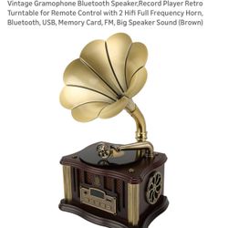 Vintage Mini Gramophone Bluetooth Speaker/record Player, New