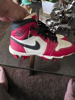 Nike Air Jordan 1 Mid Youth Cleat Chicago Baseball Football HF6883-106 Size 4Y