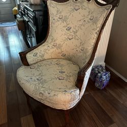Old World Large Wingback Chair With Premium Fabric 