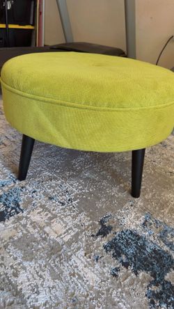 Mid-Century Modern Round Green Ottoman