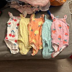 Five Baby Girl Sleeveless Bodysuit 