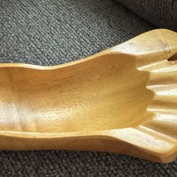 Vintage Wood Carved, Foot Shaped Trinket Bowl