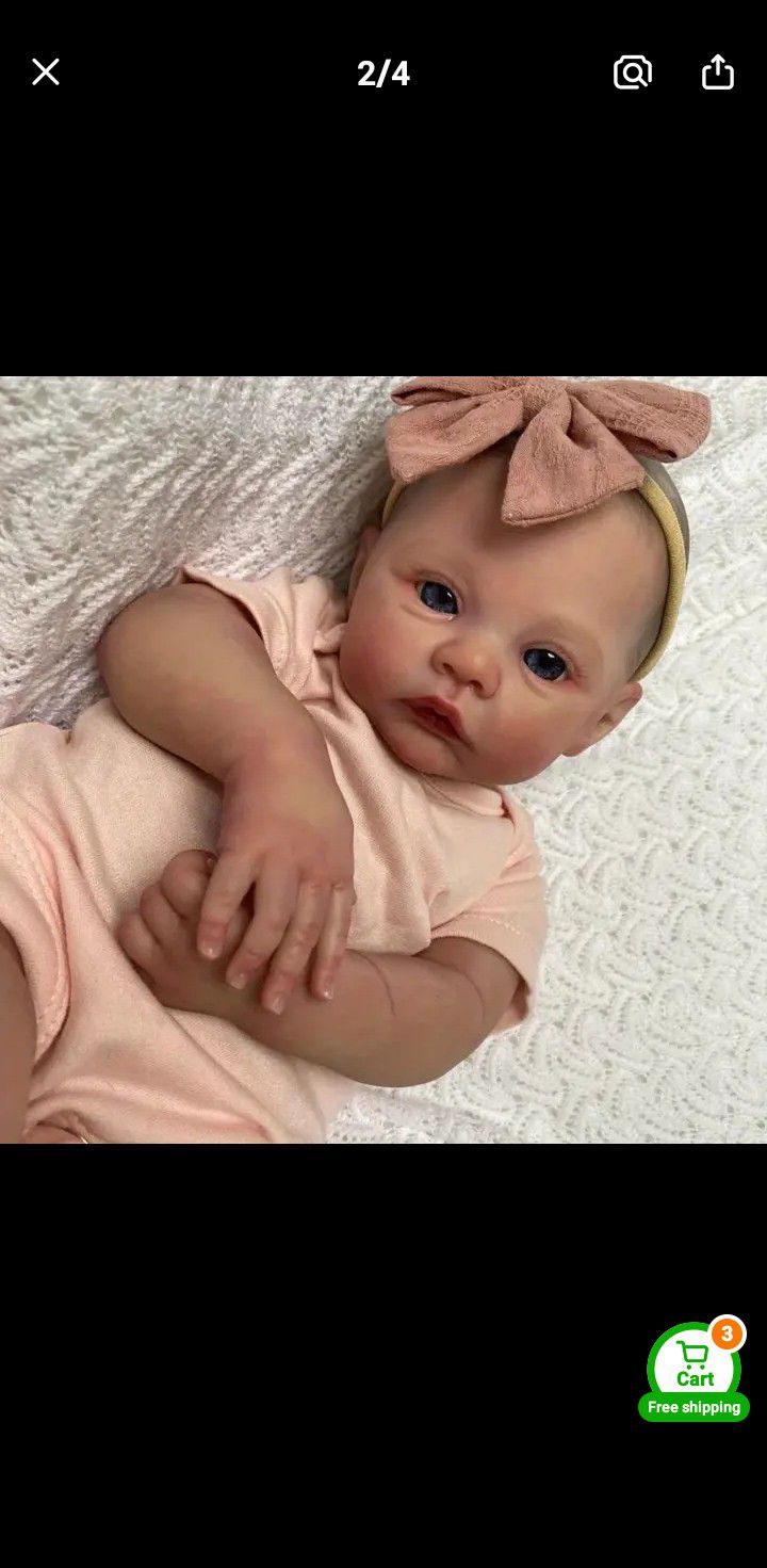 48cm Realistic Reborn Doll With 3D Painting Skin And Visible Veins, 19 In Soft Silicone Newborn Handmade Dress Toy, Birthday/Christmas Gift