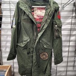Vintage Gap RED Military Coat Green Jacket  Size XS