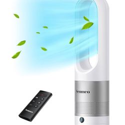 Bladeless Fan for Bedroom, 22" Tower Fan with Remote, 8 Speeds, 9 Hour Timer, 90° Oscillating, LED Display with Auto Off, Easy to Clean, Bladeless Des