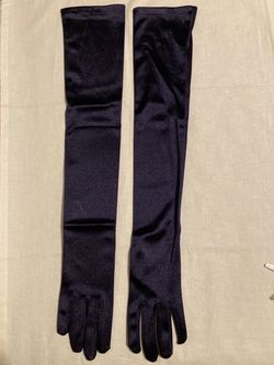 Navy Blue Satin Like Long  Women’s Gloves