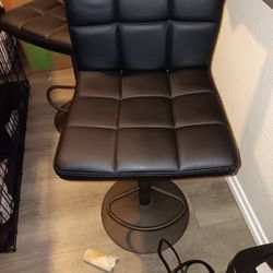 Brand New Black Leather Adjustable Bar Stools