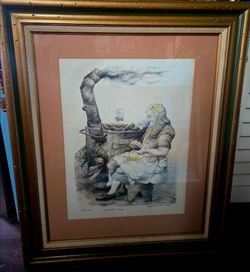 Original Framed  Pencil Signed lithograph titled "Sweet Potato Lady" Signed Back/ Front by Saymur Rosenthal 42"×32"