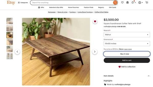 High-End MCM Square Wood Coffee Table