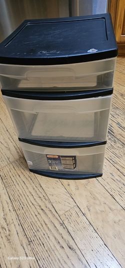 Sterilite 3 Drawer Storage Tower, Black & Clear