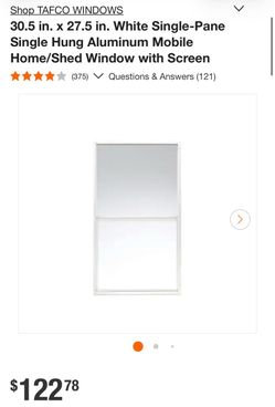 TAFCO WINDOWS 30.5 in. x 27.5 in. White Single-Pane Single Hung Aluminum Mobile Home/Shed Window with Screen