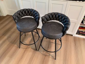 28 '' 360° Swivel Barstools Counter Bar Stools Set of 2. Grey