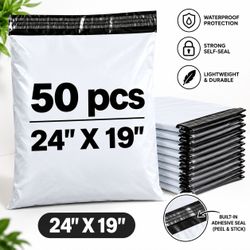 50-Pack Poly Mailer Bags 24x19 Inch