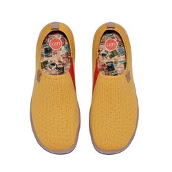 UIN Women's Walking Shoes Slip On Casual Loafers Sneaker(Amber Yellow 133)no box