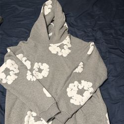 Gray Denim Tear Hoodie