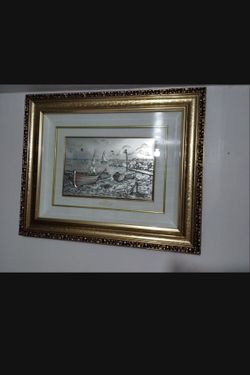 VINTAGE SILVER  STERLING RELIEF ARTWORK MADE IN ITALY 24"×20"
