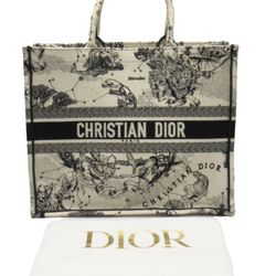 Christian Dior Large Book Tote Zodiac Toile De Jouy Embroidered Canvas