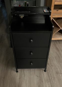 3 Drawer Nightstand with Charging Station & Color Changing LED Lights - with remote