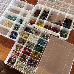 Miscellaneous Beads In Plastic Boxes