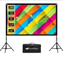 Wootfairy 120inch Projector Screen with Stand Outdoor Portable Foldable