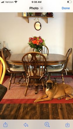 Solid Oak Dining Set, 4 Chairs Included