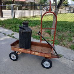 Vintage Ace Wagon Old Milk Can Metal Dolly