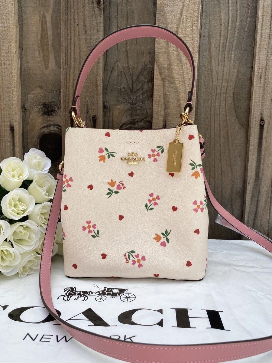 COACH C7976 Small Town Bucket Bag with Heart Petal Print