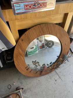 Rustic Mirror, Bird Theme Yard Art