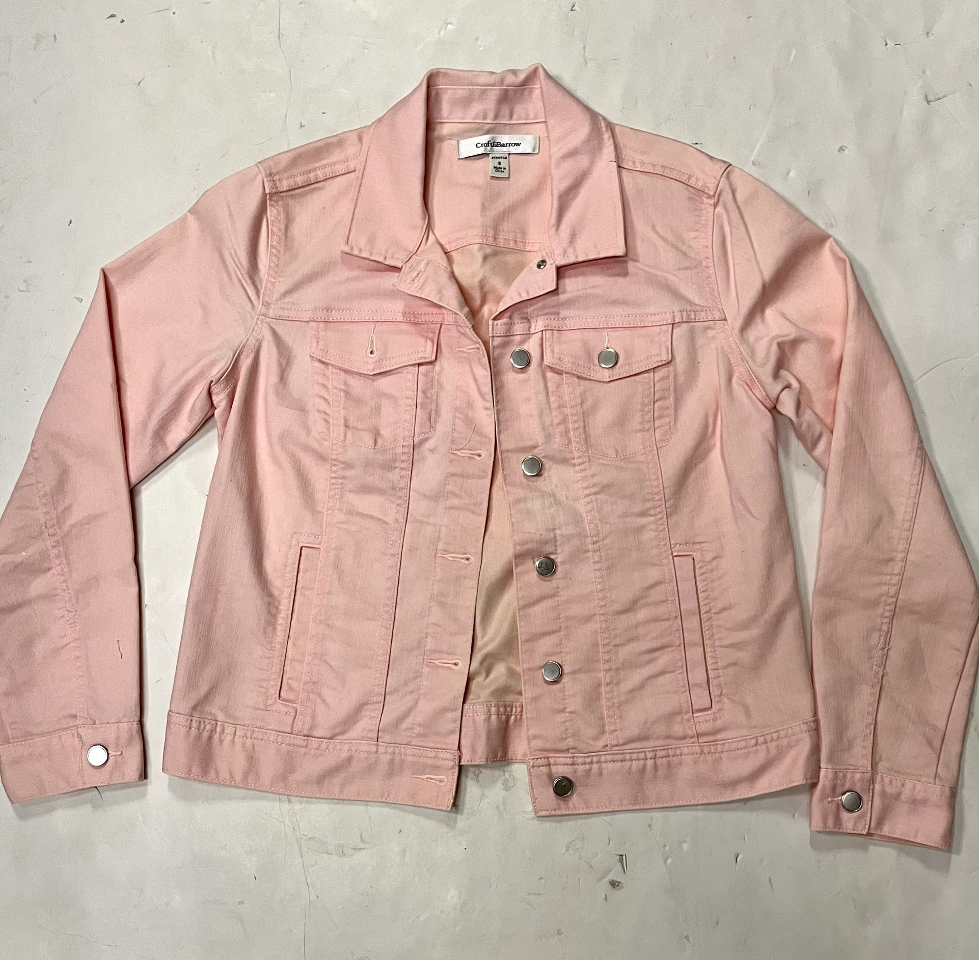 Croft & Barrow Women’s Pink Button Down Denim Jacket Size: Small