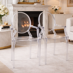 Chairs: set of 2  + as a bonus, 3 Seat Cushions , Modern Design (2 White & 1 Silver)