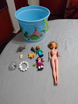 Mixed Vintage Toy Lot with Bucket