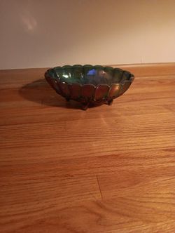 vintage Indiana Glass Harvest/Garland pattern carnival glass footed oval fruit bowl. 