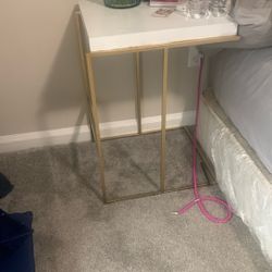 Gold and white side tables