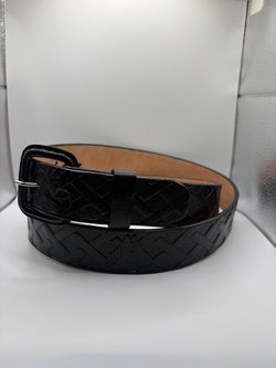 Size 38 Black Embossed Leather Belt