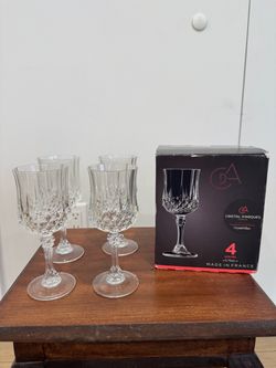 Cristal d'Arques Longchamp Wine Glasses Set of 4 5.75 oz Made in France NEW Box