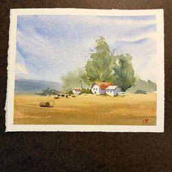 Farm - Original Watercolor Painting 8x10”