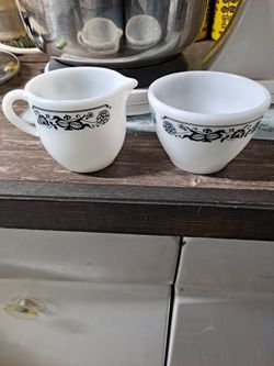 Vintage  Corningware Cream And Sugar