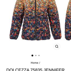 Home /
Dolcezza 75835 Jennifer Lommers Gold Rubble Print Puffer Coat