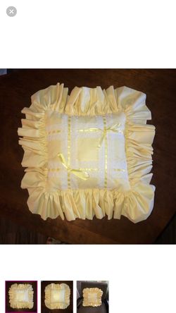 Yellow Satin Ruffled Decorative Pillow