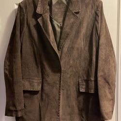 Preston and York Brown Suede Leather Jacket Women's Large 