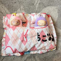 Labubu Double Sleeping Bag & 2 Pillows – Pink (Dolls NOT Included)