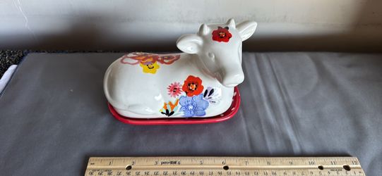 Pioneer woman ceramic cow butter dish