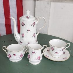 Vintage Princess House Hammerslay Bone China Coffeepot Set
