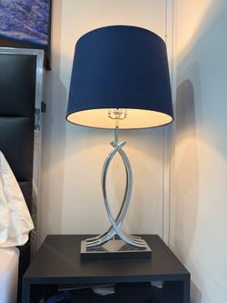Blue/ Chrome Table Lamp with 3 Brightness Settings - Chrome/Silver