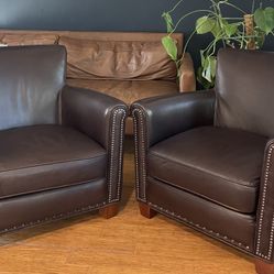 Pair of Leather Club Chairs
